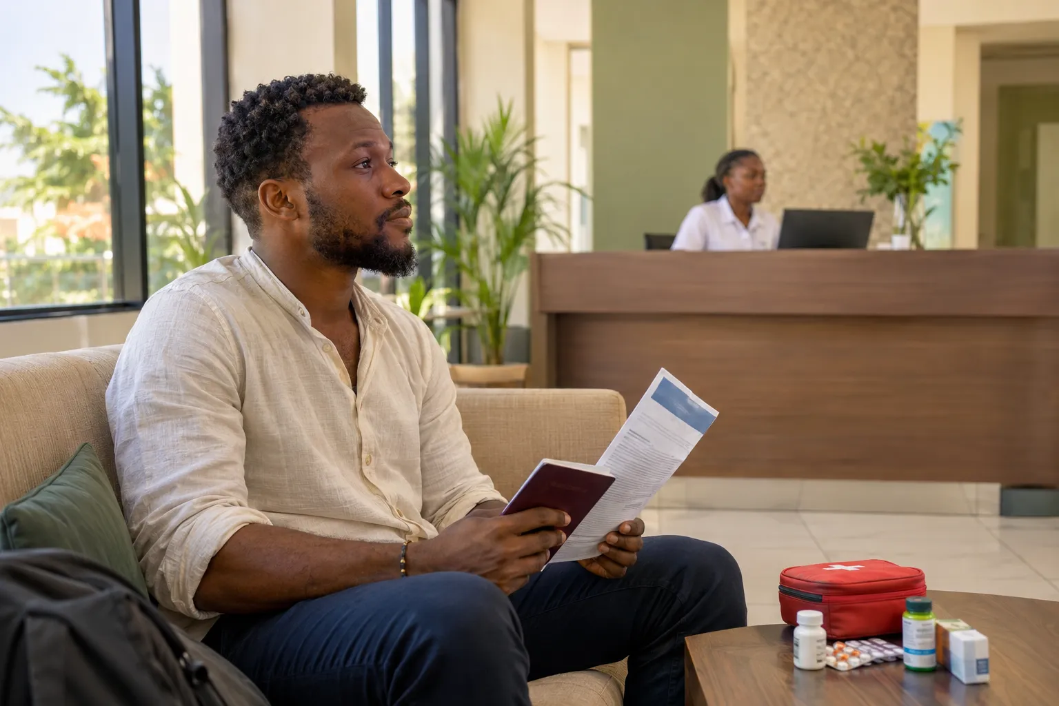 The waiting area of a private clinic in Luanda