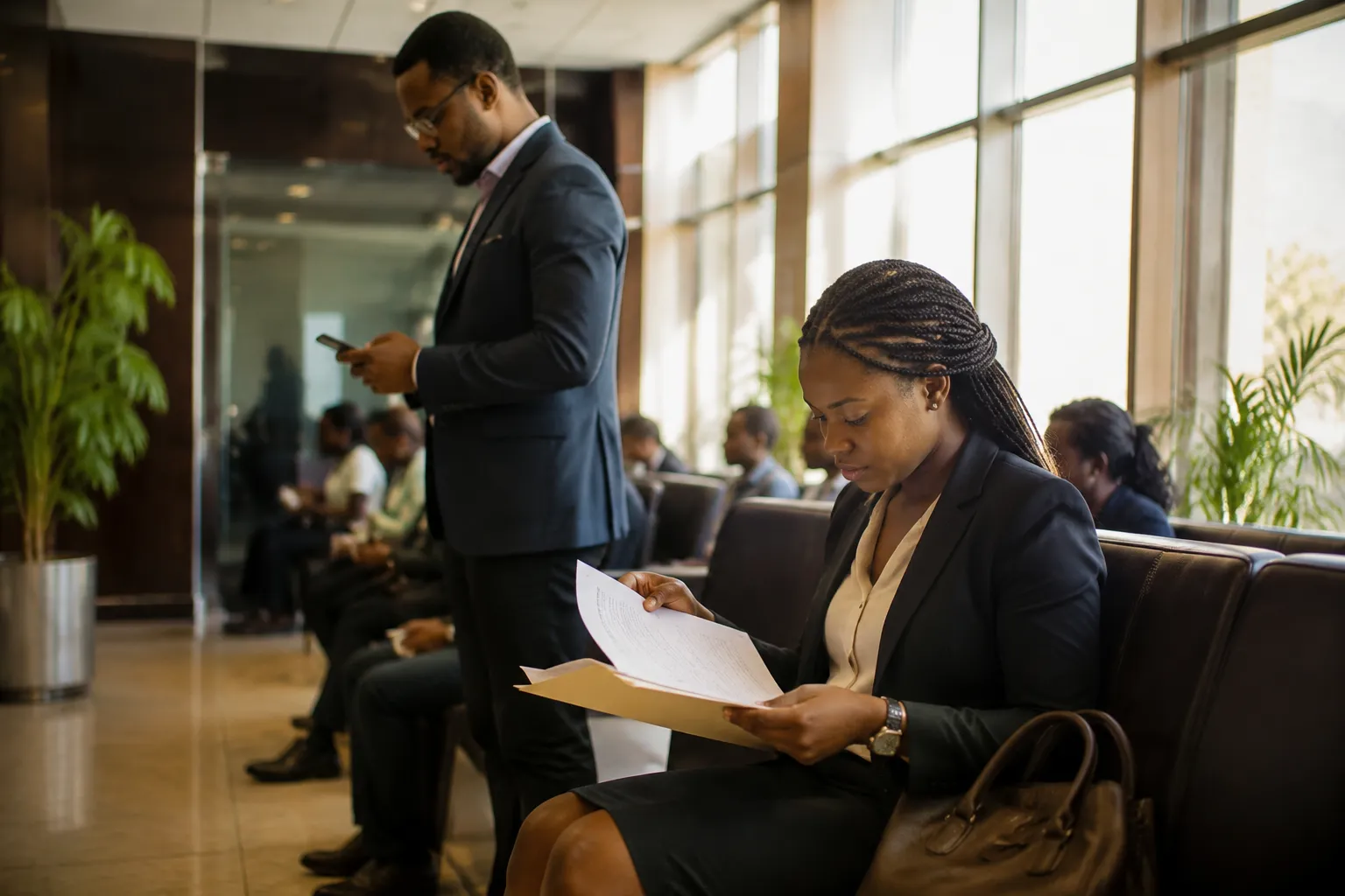 The waiting area of a consular mission in Abuja
