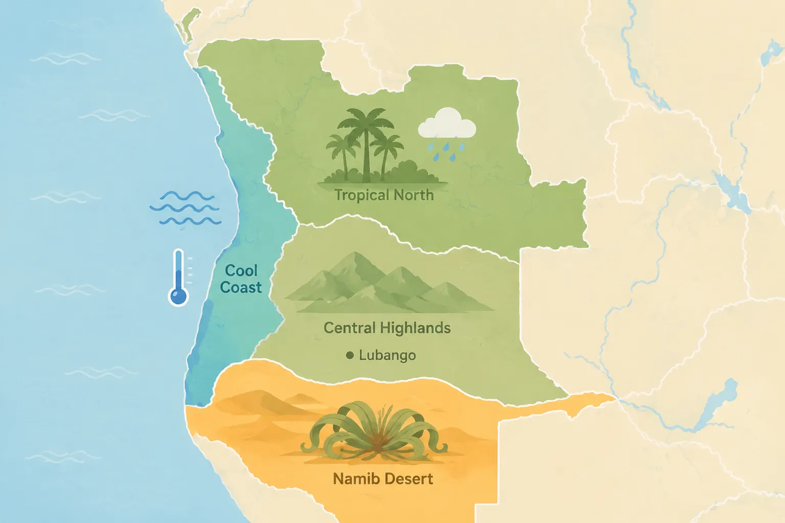 A map of Angola’s regional climate zones
