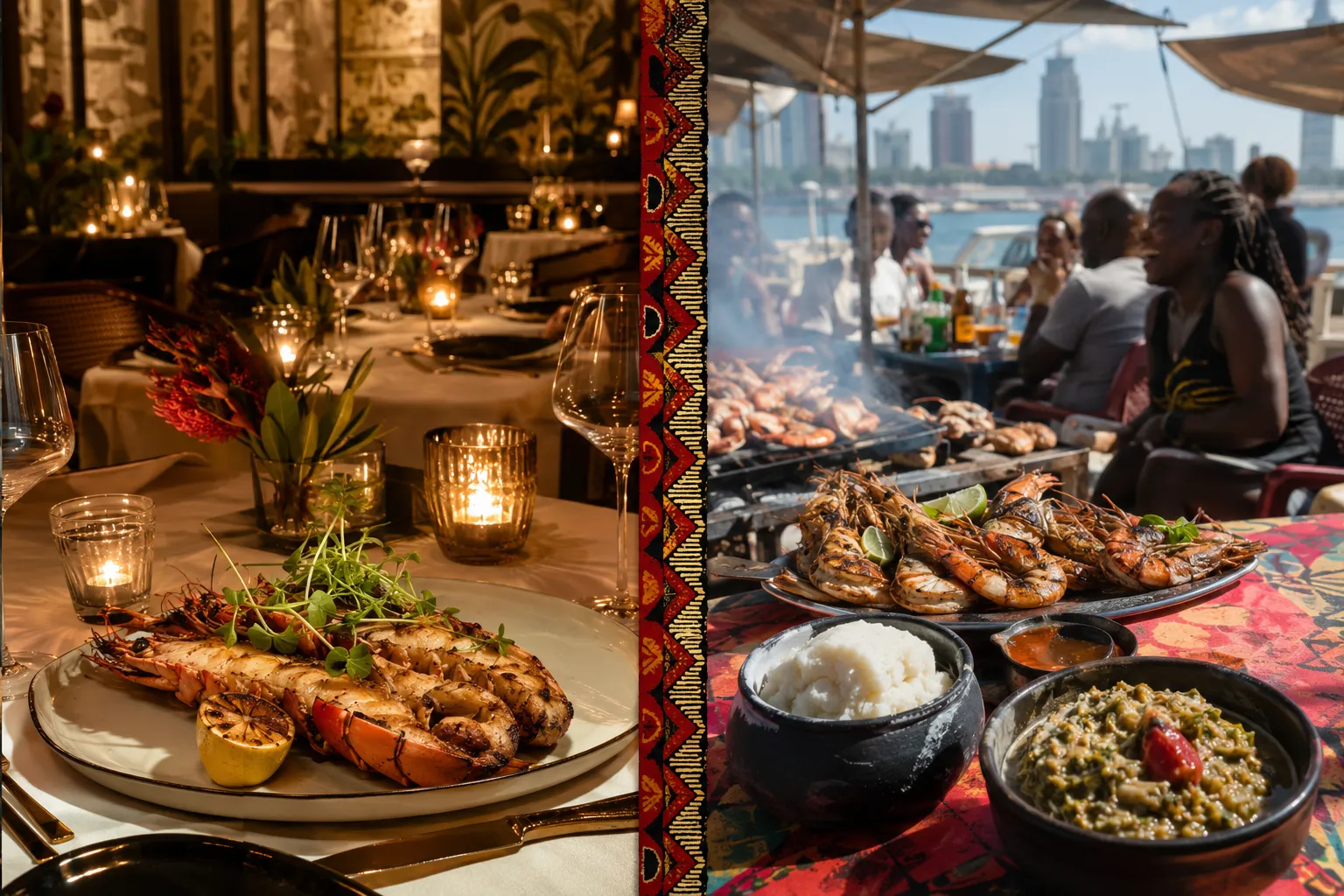 Fine dining and a casual charcoal grill side by side in Luanda