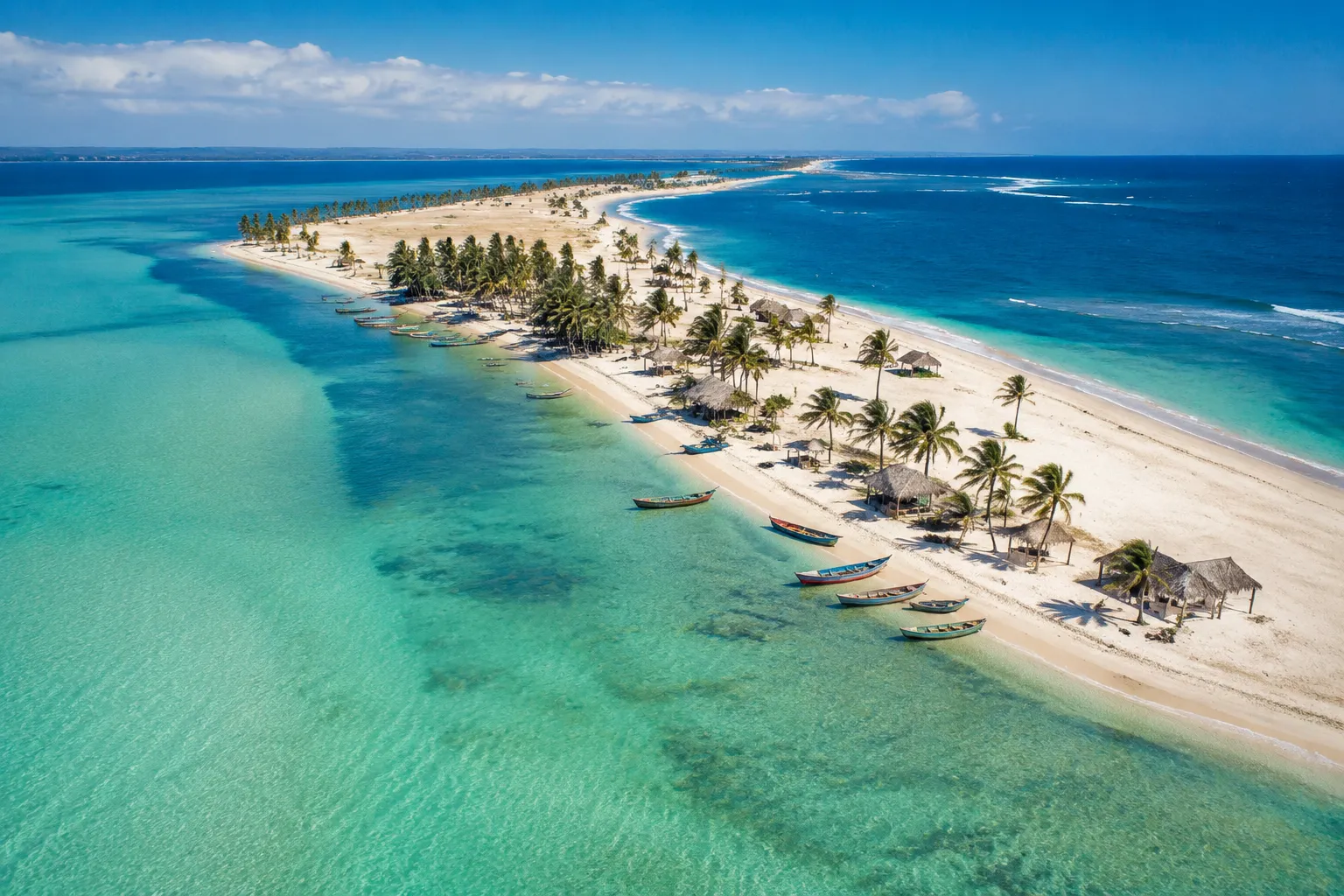 Aerial view of the Mussulo peninsula’s turquoise lagoon near Luanda