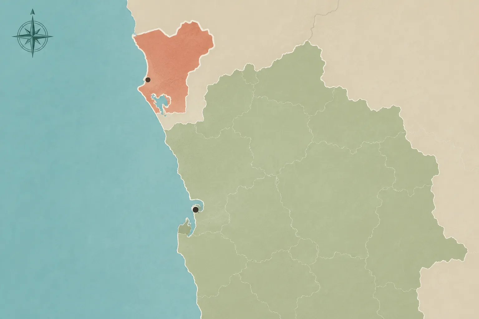 Map showing the Cabinda exclave separated from mainland Angola by the DRC