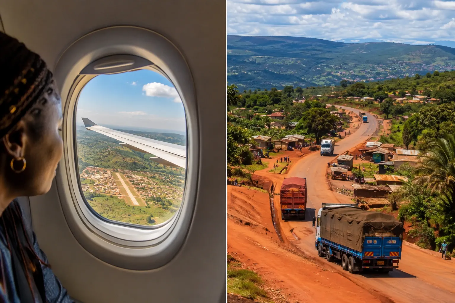 Travelling to Huambo by air and by road across the highlands