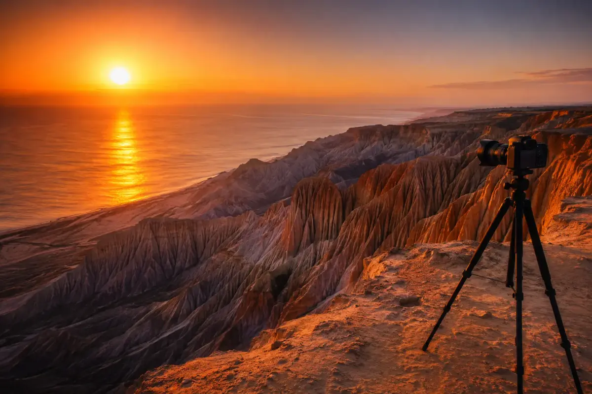 Sunset over the Atlantic from the plateau at Miradouro da Lua