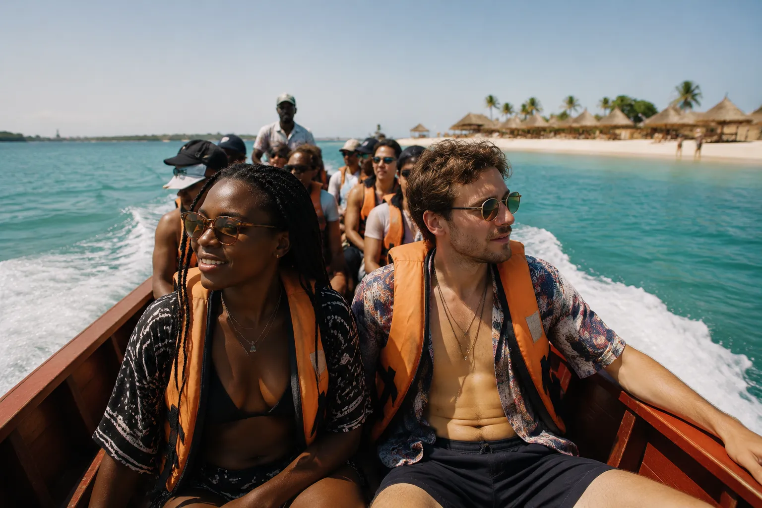 A boat crossing to Mussulo Island from Luanda