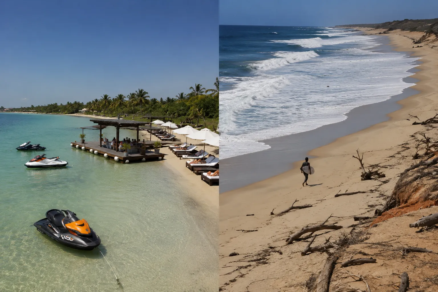Beach bars and loungers on Mussulo