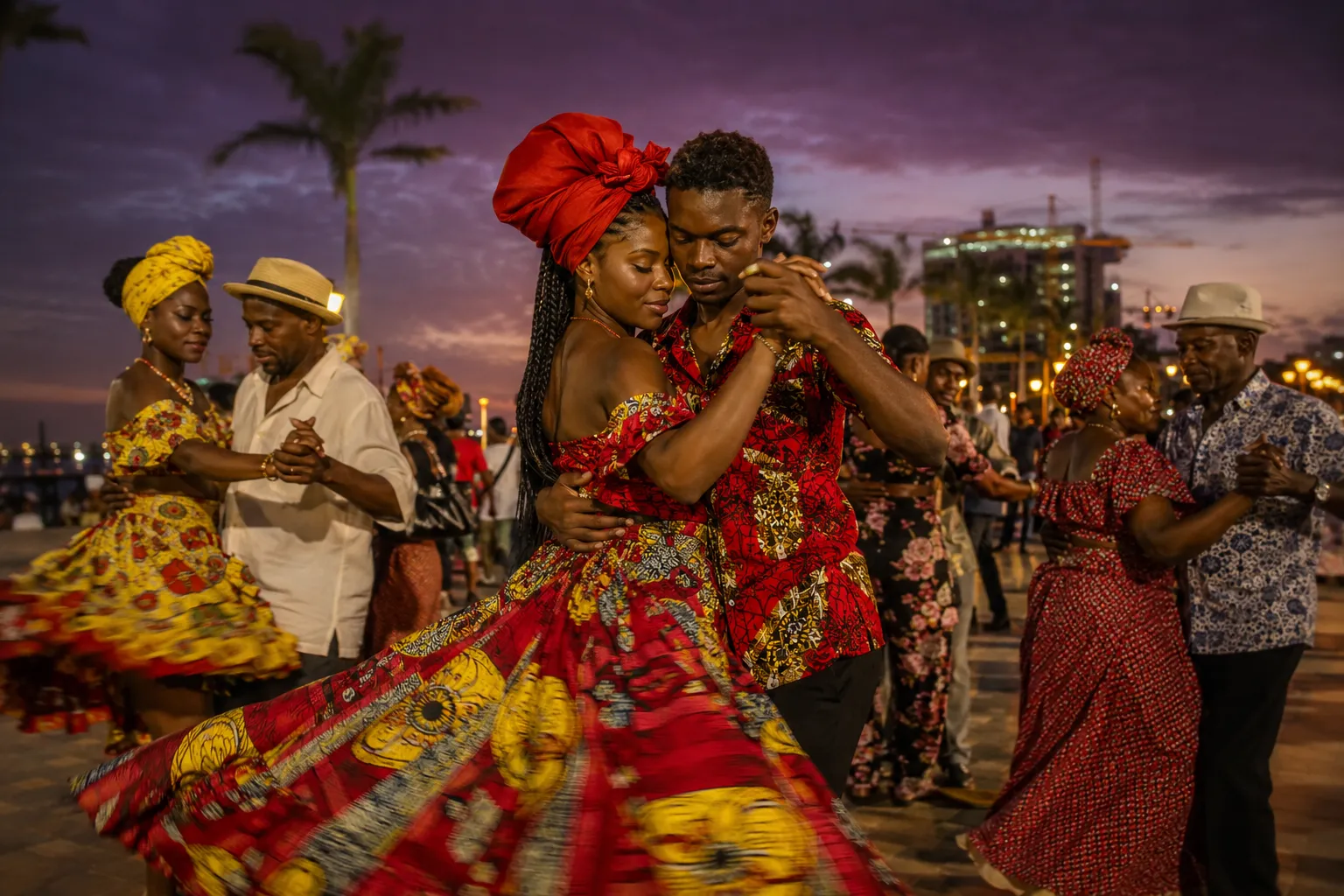 Dancers performing kizomba and semba