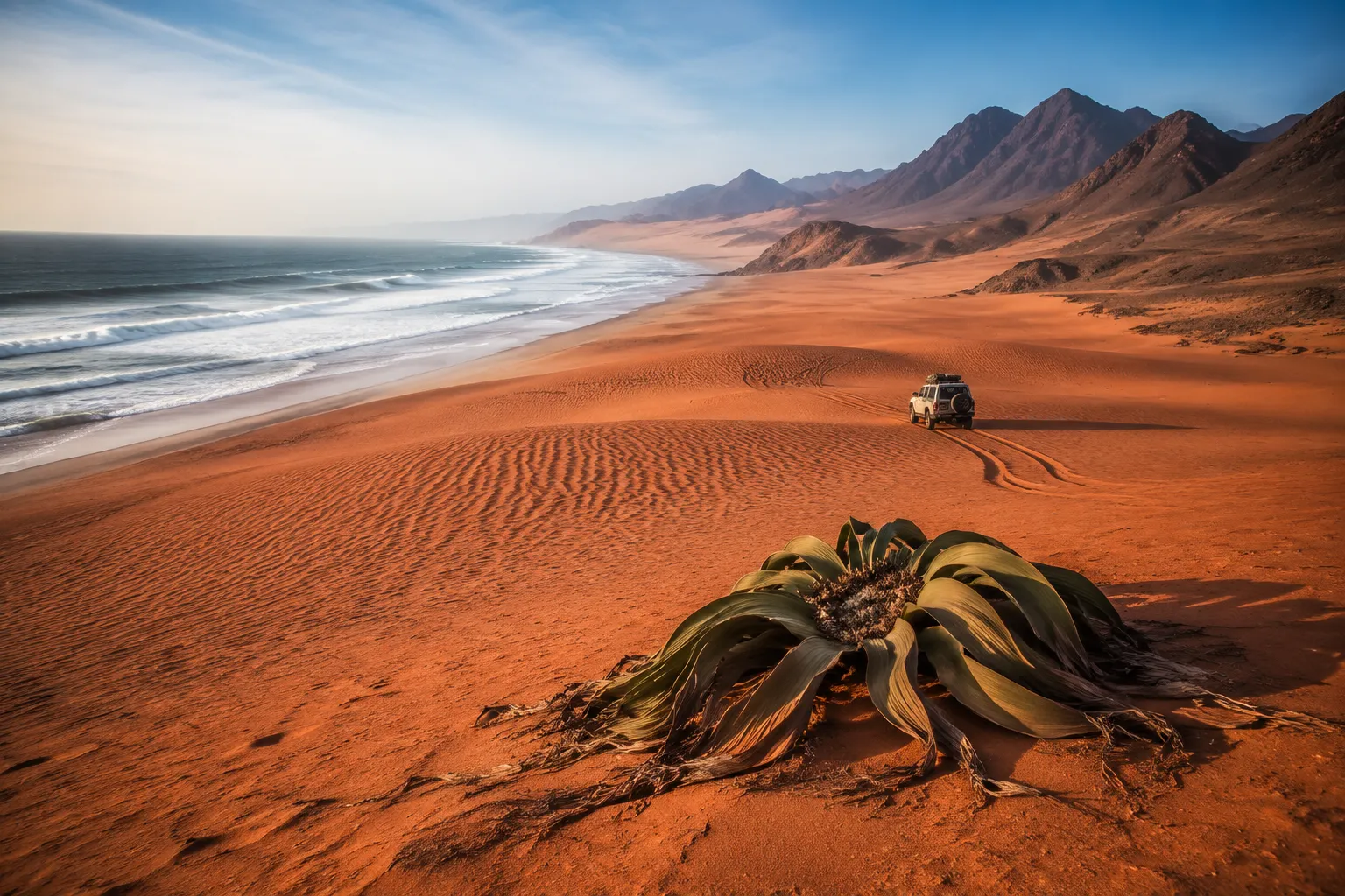 An empty golden beach on the Angolan coast